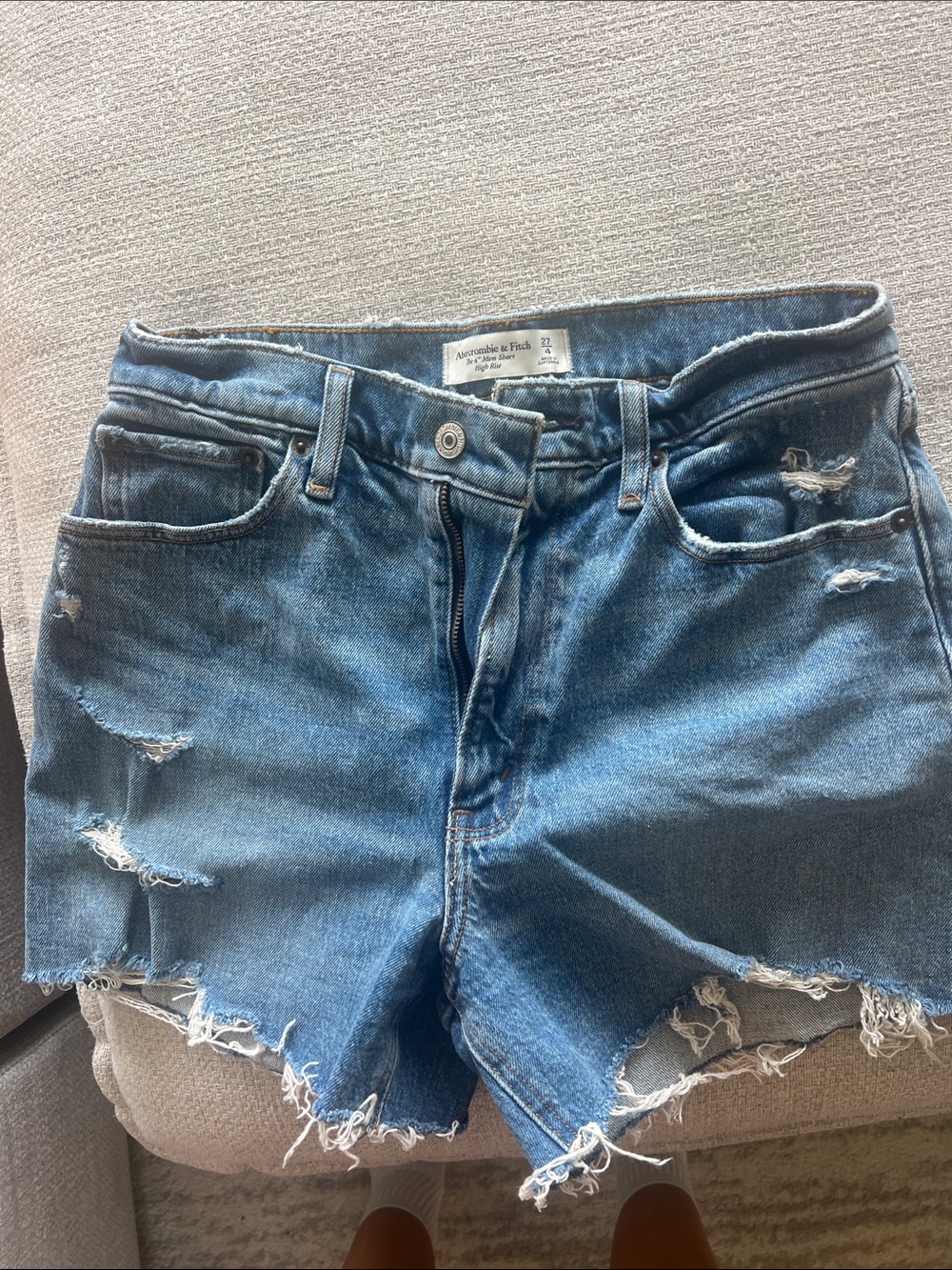 Abercrombie & Fitch Distressed Blue Denim Cutoff Shorts